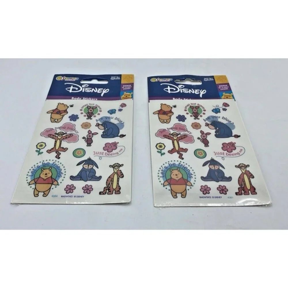 Winnie The Pooh Body Stickers Sandy Lion Disney Vintage Unopened Lot of 2 Packs